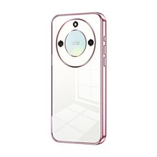 Custodia per telefono con foro sottile con placcatura trasparente per Honor X40 5G / Magic5 Lite / X9a (rosa)