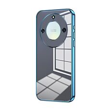 Custodia per telefono con foro sottile con placcatura trasparente per Honor X40 5G / Magic5 Lite / X9a (blu)