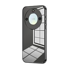 Custodia per telefono con foro sottile con placcatura trasparente per Honor X40 5G / Magic5 Lite / X9a (nera)