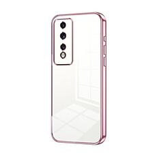 Custodia per telefono con foro fine con placcatura trasparente per Honor 80 GT (rosa)
