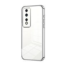 Custodia per telefono con foro fine con placcatura trasparente per Honor 80 GT (argento)