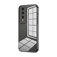 Per Honor 80 GT Custodia per telefono con foro sottile con placcatura trasparente (nera)
