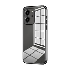 Per Honor 80 SE Custodia per telefono con foro sottile con placcatura trasparente (nera)