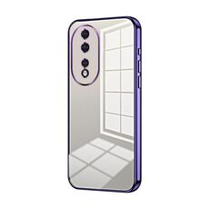 Per Honor 80 Custodia per telefono con foro fine con placcatura trasparente (viola)