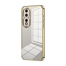 Per Honor 80 Pro Custodia per telefono con foro fine con placcatura trasparente (oro)