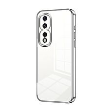 Per Honor 80 Pro Custodia per telefono con foro fine con placcatura trasparente (Argento)