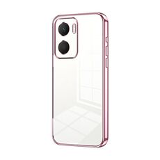 Custodia per telefono con foro fine con placcatura trasparente per Honor Play 40 Plus (rosa)