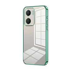 Custodia per telefono con foro fine con placcatura trasparente per Honor Play 40 Plus (verde)