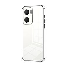 Custodia per telefono con foro fine con placcatura trasparente per Honor Play 40 Plus (argento)