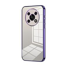 Custodia per telefono con foro sottile con placcatura trasparente per Honor X30 / X9 5G (viola)