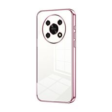Custodia per telefono con foro sottile con placcatura trasparente per Honor X30 / X9 5G (rosa)