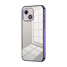 Custodia per telefono con foro fine con placcatura trasparente per Honor Play 30 (viola)