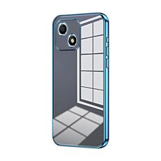 Custodia per telefono con foro fine con placcatura trasparente per Honor Play 30 (blu)