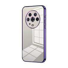 Custodia per telefono con foro fine con placcatura trasparente per Honor Magic4 (viola)