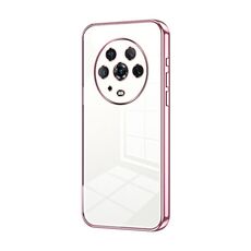 Custodia per telefono con foro sottile con placcatura trasparente per Honor Magic4 (rosa)