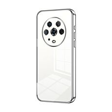 Custodia per telefono con foro fine con placcatura trasparente per Honor Magic4 (argento)
