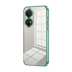 Custodia per telefono con foro fine con placcatura trasparente per Honor Play 30 Plus (verde)