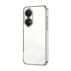 Custodia per telefono con foro fine con placcatura trasparente per Honor Play 30 Plus (argento)