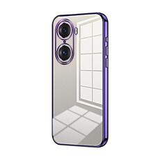 Per Honor 60 Pro Custodia per telefono con foro fine con placcatura trasparente (viola)