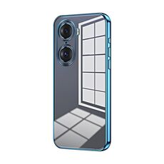 Per Honor 60 Pro Custodia per telefono con foro sottile con placcatura trasparente (blu)