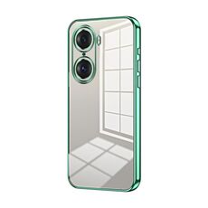 Custodia per telefono con foro sottile con placcatura trasparente per Honor 60 Pro (verde)