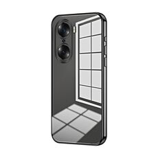 Per Honor 60 Custodia per telefono con foro sottile con placcatura trasparente (nera)