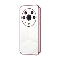 Per Honor Magic3 Pro Custodia per telefono con foro sottile con placcatura trasparente (rosa)