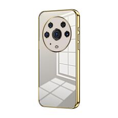 Per Honor Magic3 Pro Custodia per telefono con foro sottile con placcatura trasparente (oro)
