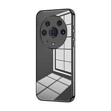 Per Honor Magic3 Pro Custodia per telefono con foro sottile con placcatura trasparente (nera)