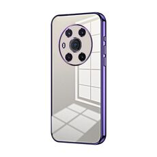 Custodia per telefono con foro fine con placcatura trasparente per Honor Magic3 (viola)