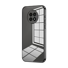 Per Honor X20 Custodia per telefono con foro sottile con placcatura trasparente (nera)