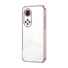 Custodia per telefono con foro fine con placcatura trasparente per Honor 50 Pro / Huawei nova 9 Pro (rosa)