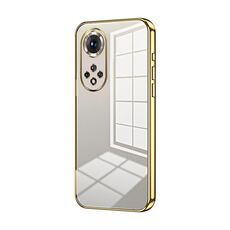 Custodia per telefono con foro fine con placcatura trasparente per Honor 50 Pro / Huawei nova 9 Pro (oro)
