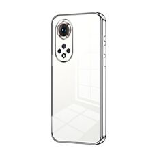 Custodia per telefono con foro fine con placcatura trasparente per Honor 50 Pro / Huawei nova 9 Pro (Argento)