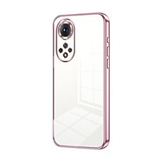 Custodia per telefono con foro fine con placcatura trasparente per Honor 50 / Huawei nova 9 (rosa)