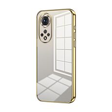 Custodia per telefono con foro fine con placcatura trasparente per Honor 50 / Huawei nova 9 (oro)