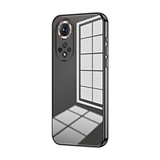 Custodia per telefono con foro fine con placcatura trasparente per Honor 50 / Huawei nova 9 (nera)