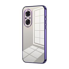 Per Honor 50 SE Custodia per telefono con foro sottile con placcatura trasparente (viola)