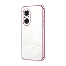 Per Honor 50 SE Custodia per telefono con foro sottile con placcatura trasparente (rosa)