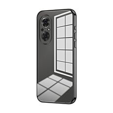 Per Honor 50 SE Custodia per telefono con foro sottile con placcatura trasparente (nera)