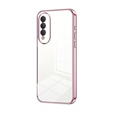 Custodia per telefono con foro sottile con placcatura trasparente per Honor X20 SE / Huawei nova 10z (rosa)
