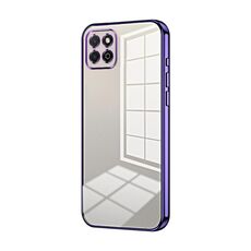 Custodia per telefono con foro fine con placcatura trasparente per Honor Play 20 4G (viola)