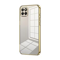 Custodia per telefono con foro fine con placcatura trasparente per Honor Play 20 4G (oro)