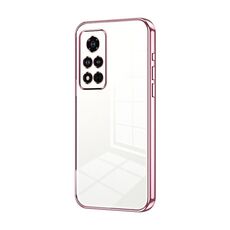 Custodia per telefono con foro fine con placcatura trasparente per Honor V40 (rosa)