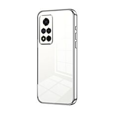 Custodia per telefono con foro fine con placcatura trasparente per Honor V40 (argento)