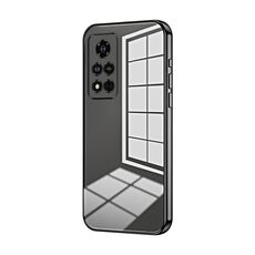 Per Honor V40 Custodia per telefono con foro sottile con placcatura trasparente (nera)