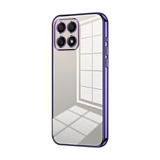 Custodia per telefono con foro fine con placcatura trasparente per Honor 30i (viola)