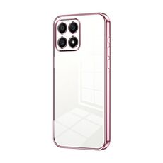Custodia per telefono con foro fine con placcatura trasparente per Honor 30i (rosa)