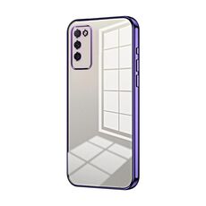 Custodia per telefono con foro fine con placcatura trasparente per Honor 30 Youth (viola)