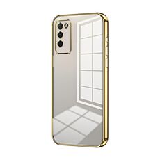 Custodia per telefono con foro fine con placcatura trasparente per Honor 30 Youth (oro)